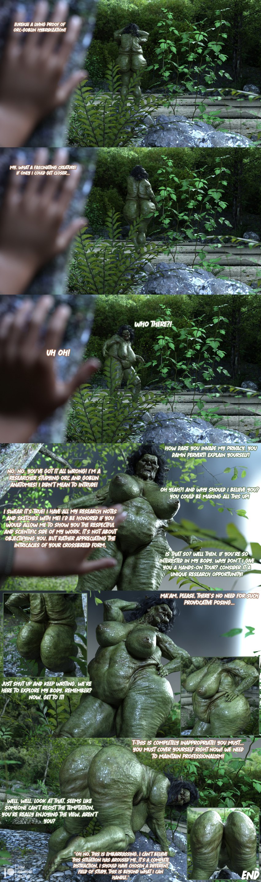 1girls 3d 3d_(artwork) angry anus areolae bending_over big_breasts black_hair caught chubby chubby_female cleaning cleavage comic comic_page daz3d daz_3d daz_studio dialogue duo feet feet_up female genitals gilf goblin goblin_female granny green_skin hag hand_on_head hot_dogging human_male hybrid lake large_ass light-skinned_male light_skin lowhangingfruit3d_(artist) male male/female mature_female monster nipples old older older_female orc orc_female oszia_(lhf3d) overweight overweight_female pervert posing pussy sagging_breasts thick_ass thick_thighs toe_claws toes tongue_out ugly ugly_female washing watching wet wet_body wet_skin