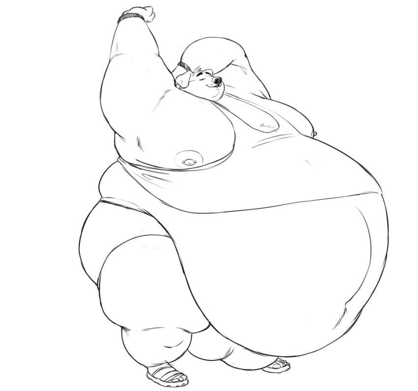 animal_crossing belly belly_button big_belly big_bulge bulge canine huge_belly huge_bulge itzcharlie k.k._slider kosmonius male male_only moobs morbidly_obese morbidly_obese_male nintendo nipples obese obese_male overweight overweight_male shorts solo solo_male stretching tank_top thick_thighs