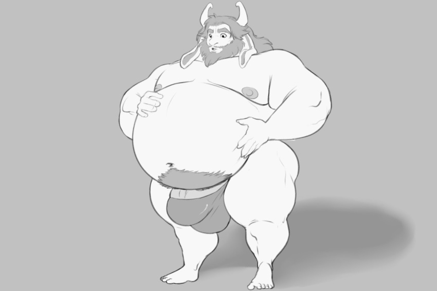 anthro asgore_dreemurr belly big_belly big_bulge big_penis body_hair bulge fat fur goat hands_on_belly holding_belly huge_belly huge_bulge huge_cock itzcharlie kosmonius male male_only monster moobs nipples obese obese_male overweight overweight_male penis solo solo_male undertale undertale_(series) underwear