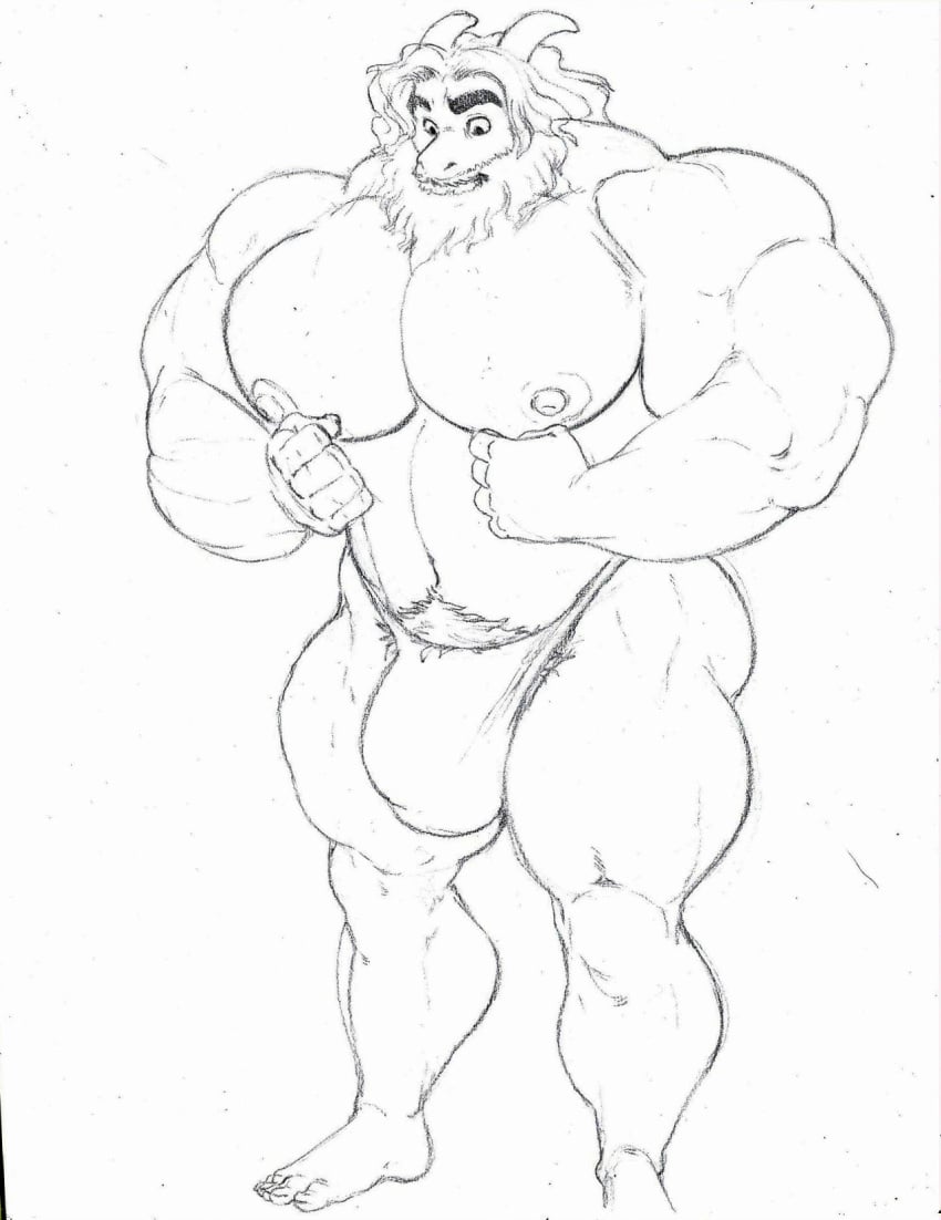 asgore_dreemurr big_bulge big_pecs body_hair bulge flexing goat itzcharlie kosmonius male male_only monster muscular muscular_male nipples pecs pubic_hair solo solo_male thong undertale undertale_(series)