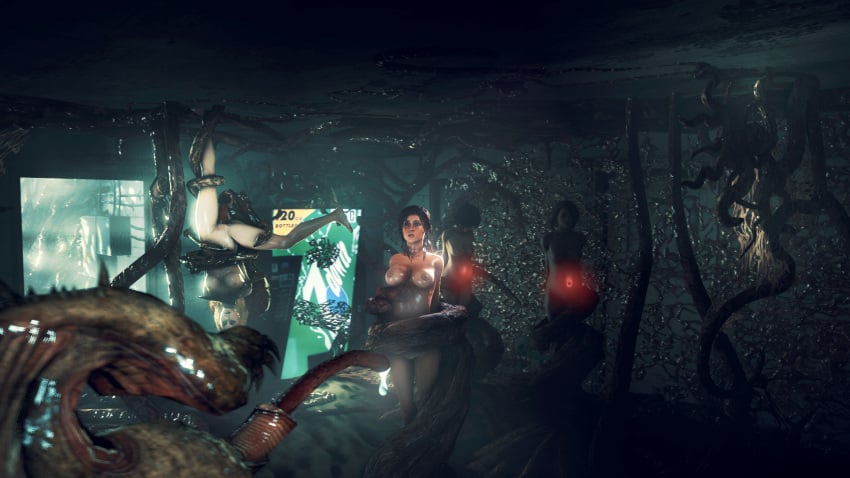 3d 3d_(artwork) 4girls about_to_be_raped alien alien_pregnancy bad_end big_breasts breasts brown_hair captured captured_heroine clenched_teeth defeated defeated_heroine female green_tentacles imminent_rape in_trouble interspecies interspecies_pregnancy juxtasuperposition lara_croft lara_croft_(survivor) large_breasts legs_together long_hair mind_break multiple_girls nipples open_mouth penetration peril poster pregnant pregnant_belly pussy rape red_tentacles restrained sfm source_filmmaker spread_legs suspension tentacle tomb_raider tomb_raider_(survivor) vaginal_penetration worried_expression worried_look