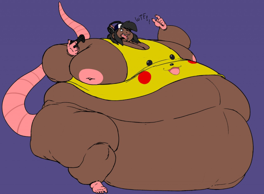 angry anthro belly big_moobs color controller furry headset huge_belly huge_moobs hyper_belly itzcharlie kosmonius male male_only moobs morbidly_obese morbidly_obese_male obese obese_anthro obese_male overweight overweight_male rat rodent shirt sitting solo solo_male tank_top text thick_thighs