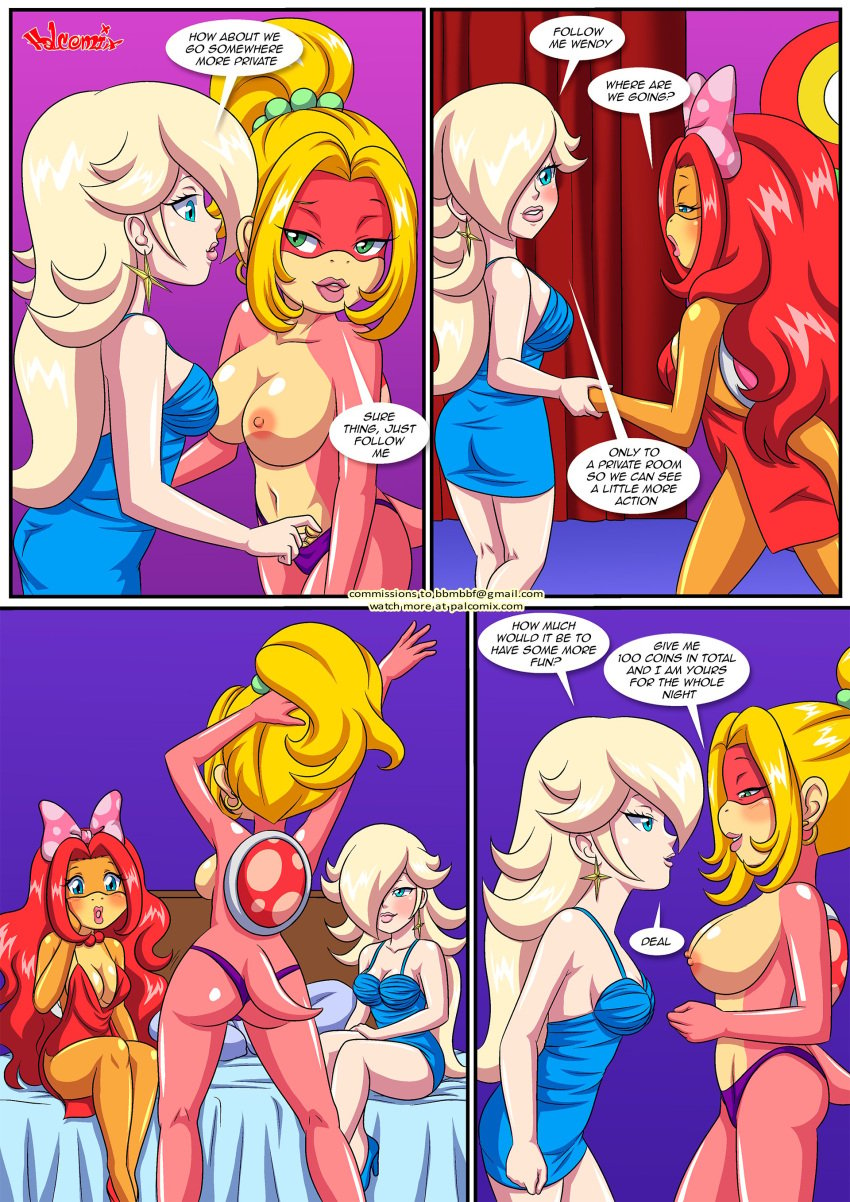 anthro bbmbbf comic koopaling mario_(series) nintendo palcomix peach_x_wendy_4_(comic) pom_pom_(mario) princess_rosalina scalie super_mario_bros. wendy_o._koopa yuri