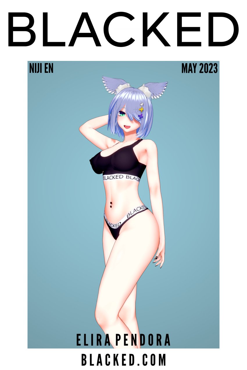 1girls 3d abused_paragon_(artist) blacked blacked_clothing dragon_girl elira_pendora english_text female female_only hair_between_eyes koikatsu kurosanji light-skinned_female light_skin midriff navel navel_piercing nijisanji nijisanji_en solo solo_female text virtual_youtuber vtuber