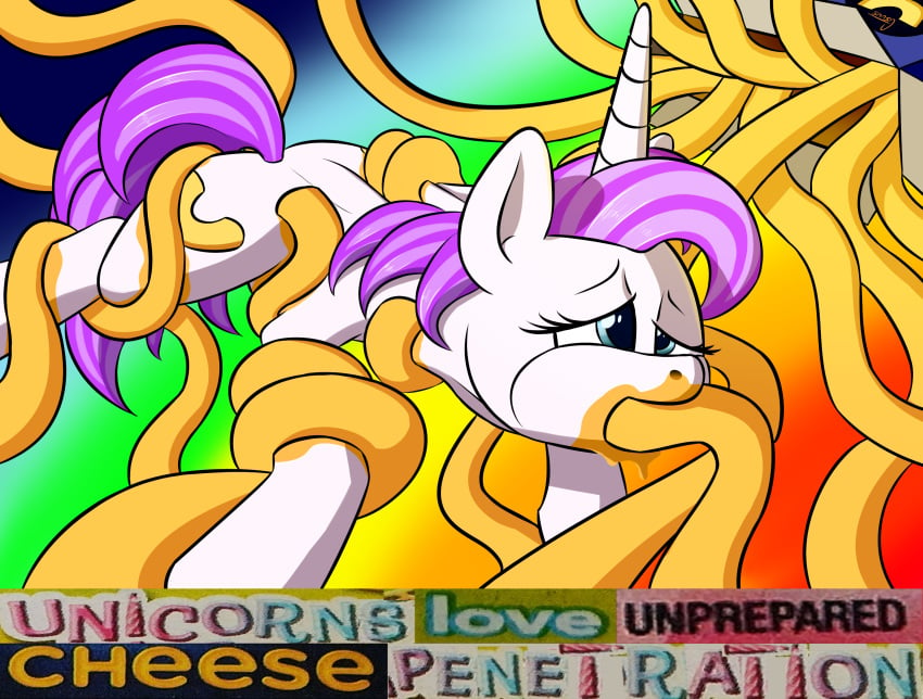 anonymous_artist blue_eyes cheese cutie_mark dairy_products equid equine eyelashes female feral food food_fetish food_play forced hair hasbro hi_res horn humor kraft long_horn macaroni macaroni_and_cheese mammal mane marecaroni_(oc) my_little_pony oral oral_penetration pasta penetration ponification purple_hair purple_mane rape sex solo suggestive suggestive_food tail tentacle tentacle_in_mouth tentacle_penetration tentacle_rape tentacle_sex unicorn white_body