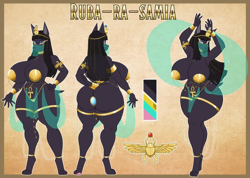 absurd_res anthro anubis breasts buttplug canid canine canis deity egyptian_mythology female hi_res jackal mammal mature_female middle_eastern_mythology model_sheet mythology plug_(sex_toy) sex_toy tatemil translucent