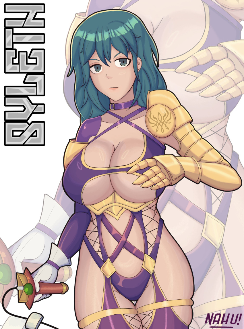 1girls artist_name bikini_armor blue_eyes blue_hair breasts byleth_(fire_emblem) byleth_(fire_emblem)_(female) cleavage crossover female female_only fire_emblem fire_emblem:_three_houses fully_clothed hilt isabella_valentine_(cosplay) large_breasts light-skinned_female light_skin long_hair looking_at_viewer nahu nahusmash revealing_clothes skimpy_clothes skindentation soul_calibur underboob vambrace weapon whip