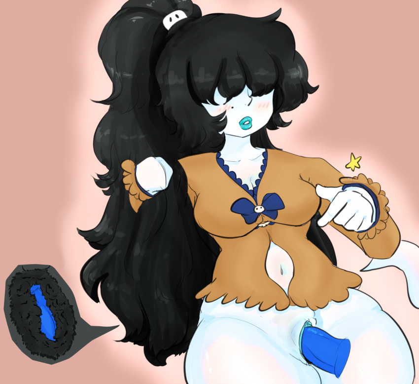 aria_(oc) black_hair blue_lipstick blue_penis blush disembodied_penis expressionless ghost ghost_girl ghost_sex hair_harpoon hair_over_eyes hairjob light_blue_skin long_hair one_girl penis_in_pussy penis_portal whyquestion