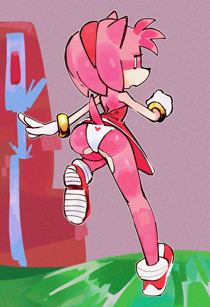 1girls amy_rose anthro ass blush boots bracelet clothed clothing dress female furry gloves hairband jublee_art mob_face panties pantyshot pink_body sega sonic_(series) sonic_the_hedgehog_(series) tail upskirt