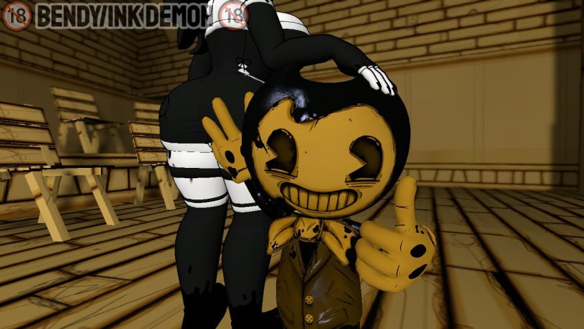 1boy 1girls 3d ass bendy bendy_and_the_dark_revival bendy_and_the_ink_machine bendy_the_dancing_demon smaller_male smile south_shaed_(dreams_come_true_studio) susie_campbell twisted_alice