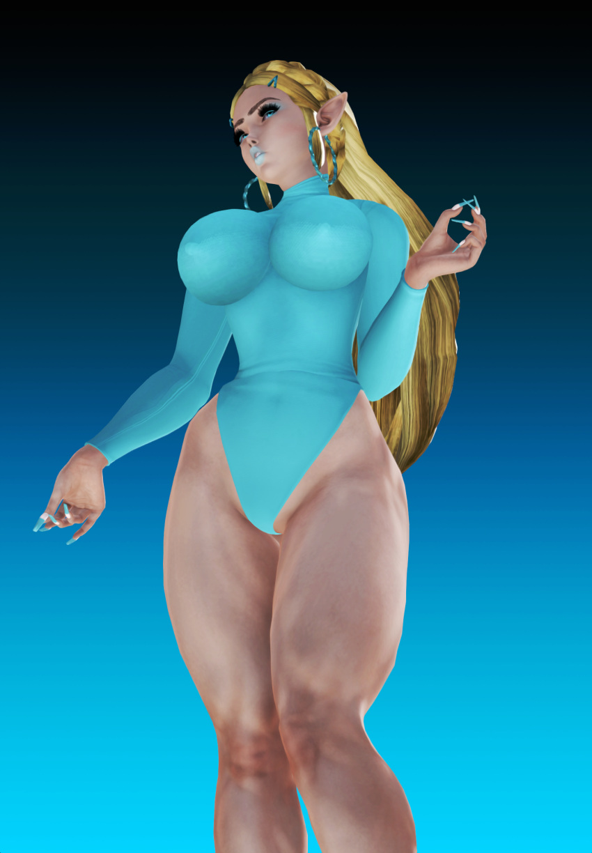 1girls 3d 3d_(artwork) big_breasts bimbo blonde_hair blue_eyes breast_implants breath_of_the_wild duckface fake_breasts fake_nails female female_only fit fit_female hair_ornament heavy_makeup honey_select hoop_earrings hoop_earrings_oversized ihateasuka implants large_breasts legs leotard light-skinned_female light_skin lipstick long_nails long_toenails makeup muscular muscular_female muscular_legs pointy_ears princess_zelda simple_background solo solo_female studio_neo the_legend_of_zelda thick_ass thick_eyebrows thick_lips thick_thighs wide_hips zelda_(breath_of_the_wild)