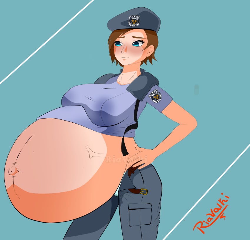 1girls breasts female female_only hyper hyper_belly hyper_pregnancy jill_valentine pregnant ready_to_pop resident_evil riavalki solo solo_female