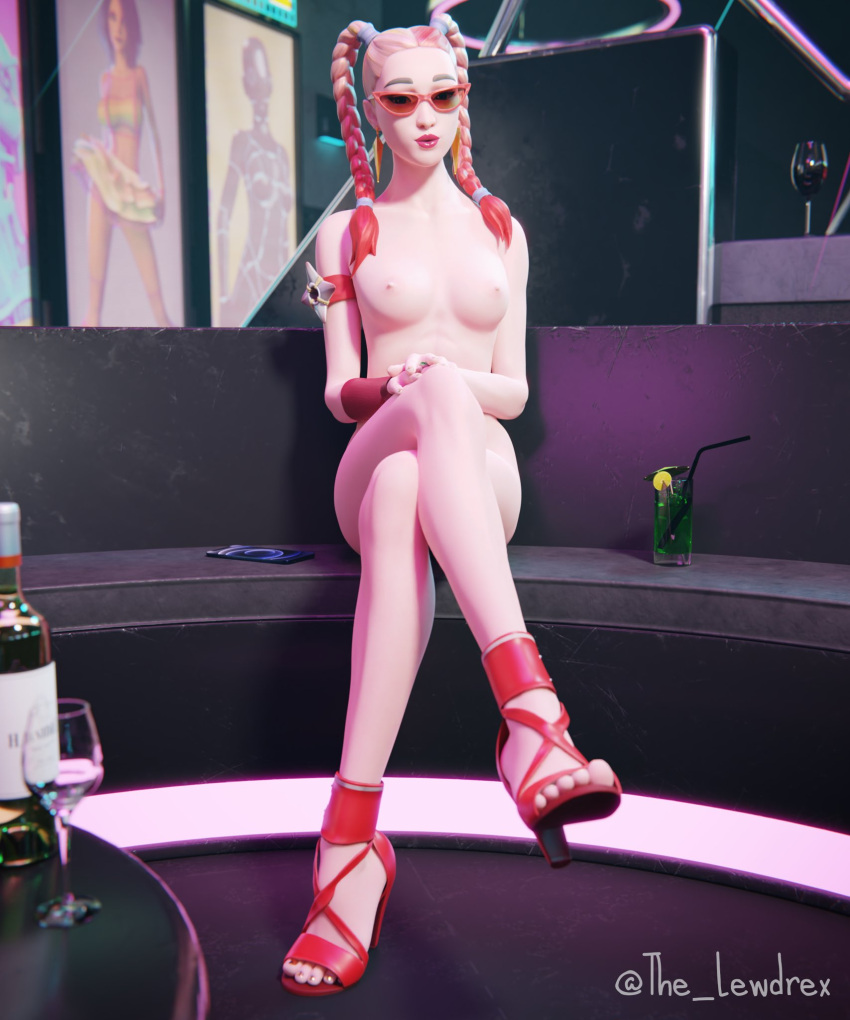 1girls 3d abs alternate_version_available areolae armwear blender bottomless braid braided_hair braided_ponytail breasts cocktail completely_nude completely_nude_female couch crossed_legs detailed_background drink ear_piercing earrings epic_games eyewear female female_focus female_only fortnite high_heels highres legs_crossed lewdrex light-skinned_female light_skin looking_at_viewer multicolored_hair naked_footwear naked_heels nipples nude nude_female petite petite_body piercing piercings ponytail ponytails presenting presenting_breasts sabina_(fortnite) sitting small_breasts solo solo_focus sunglasses tinted_eyewear topless two_tone_hair watermark