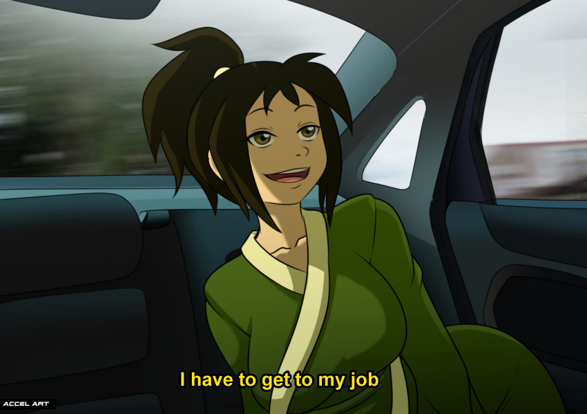 1girls accelart avatar_the_last_airbender fake_taxi female female_only jin_(avatar) straight_hair taxi