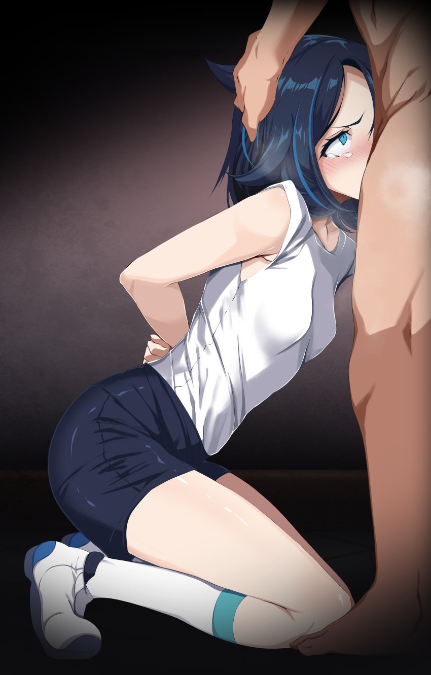 1boy 1boy1girl 1girls 2023 all_the_way_to_the_base big_thighs blue_eyes blue_hair blue_shorts blush clothed_female clothed_female_nude_male clothed_sex crying cute deepthroat deepthroat_holder face_fucking fellatio femsub fully_clothed fully_clothed_female gag gagging hands_behind_back hands_behind_head head_grab head_tilt kneeling kneeling_oral_position liko_(pokemon) looking_at_another maledom nintendo olm_(studio) oral oral_sex pokemon pokemon_(anime) pokemon_horizons questionable_consent rape restrained small_breasts socks teenager tsukishiro_saika white_shirt white_socks young