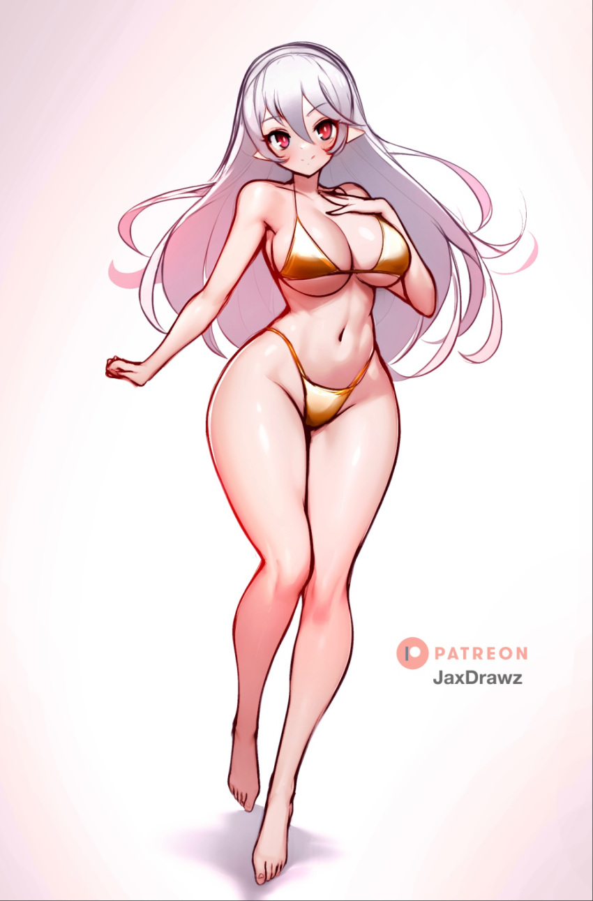 alternate_costume bikini breasts corrin_(fire_emblem) corrin_(fire_emblem)_(female) female female_only fire_emblem fire_emblem_fates gold_bikini gold_swimsuit jaxartdump nintendo solo swimsuit white_hair yellow_bikini yellow_swimsuit