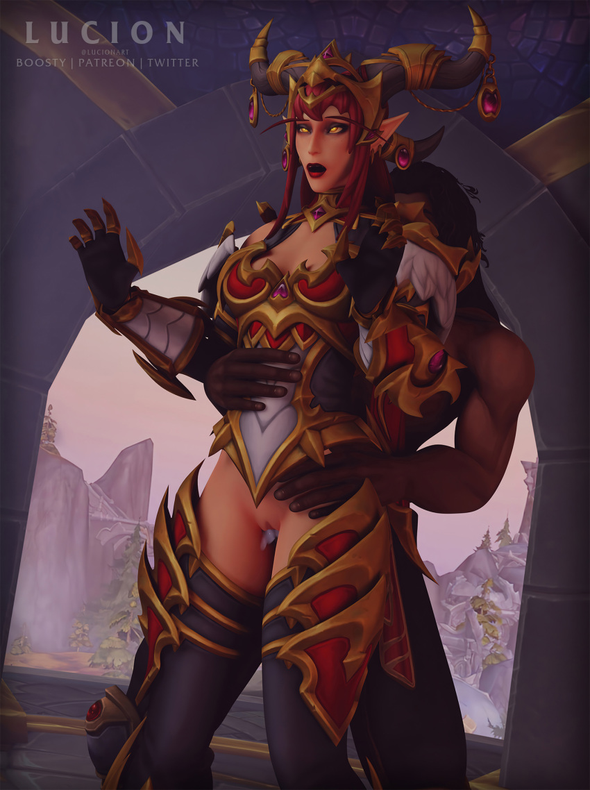 1boy 1girls 3d 3d_(artwork) alexstrasza blizzard_entertainment cum cum_inside dark-skinned_male dragonflight light_skin lucionart penetration tagme warcraft world_of_warcraft wrathion