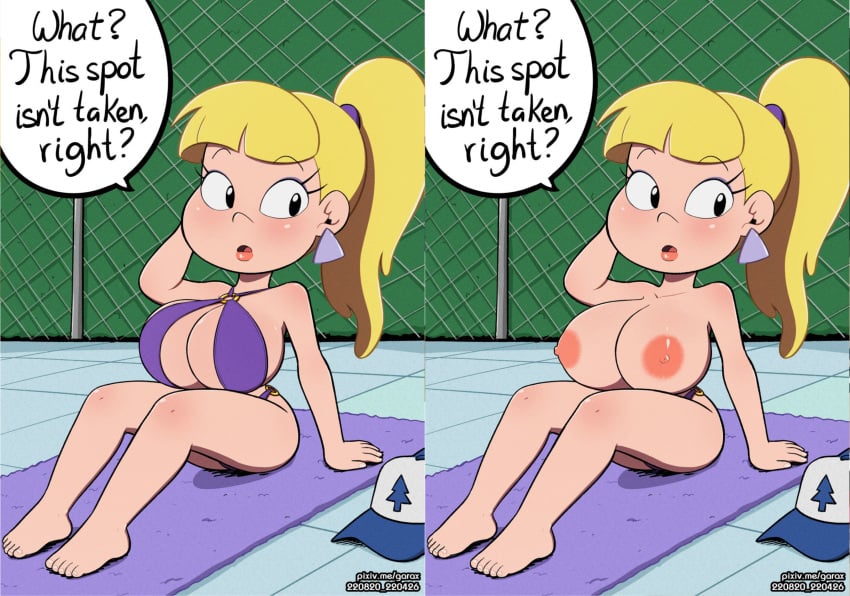 1girls big_ass big_breasts bikini disney disney_channel disney_xd english_text female female_only garabatoz gravity_falls naked nude pacifica_northwest smooth_skin solo text