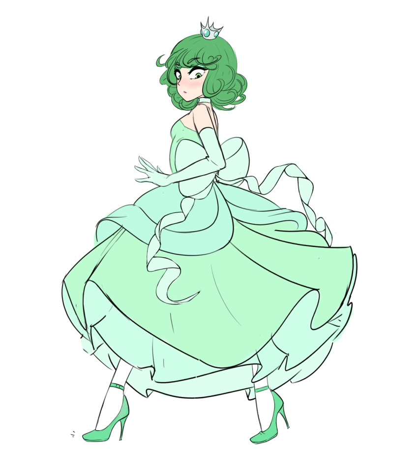 1girls female_only flat_chest green_eyes green_hair high_heels makeup one-punch_man png princess princess_dress sealguy stiletto_heels tatsumaki very_high_heels