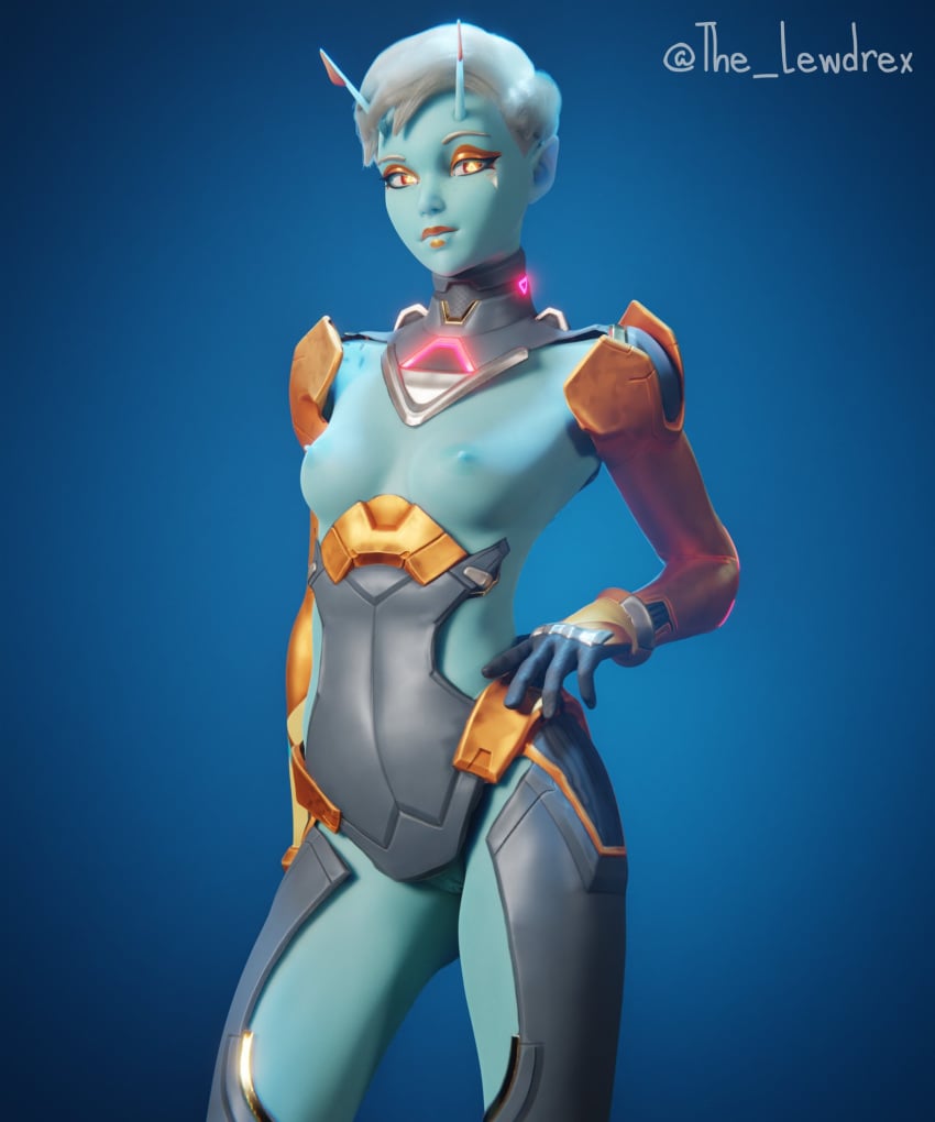 1girls 3d abs alien alternate_version_available antennae_(anatomy) areolae armor armwear athletic athletic_female blender blue_background blue_skin bottomless breasts epic_games fortnite gloves glowing glowing_eyes hand_on_waist handwear highres joey_(fortnite) legwear lewdrex looking_at_viewer medium_breasts nipples nude nude_female pose posing presenting presenting_breasts presenting_pussy pussy pussy_lips pussy_peek simple_background smile smiling standing topless vagina watermark