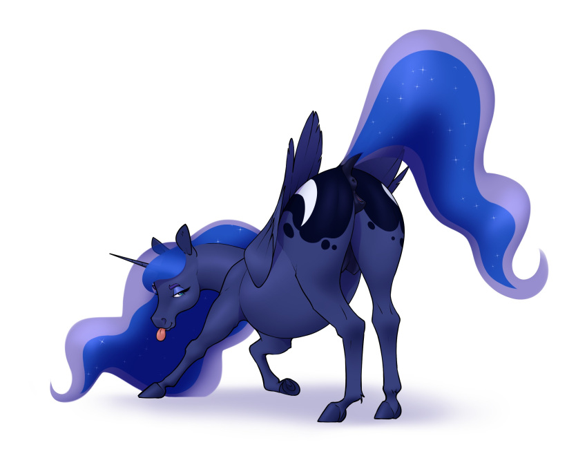 alicorn anatomically_correct anatomically_correct_anus anatomically_correct_genitalia anatomically_correct_pussy animal_genitalia animal_pussy anus aquaticvibes ass ass_up blue_anus blue_body blue_eyes blue_feathers blue_fur blue_hair blue_hooves blue_mane blue_pussy crotchboobs cutie_mark digital_media_(artwork) dock equid equine equine_anus equine_genitalia equine_pussy eyelashes feathered_wings feathers female feral folded_wings friendship_is_magic fur genitals hair hasbro hi_res hooves horn long_hair long_mane long_tail mammal mane my_little_pony nipples princess_luna_(mlp) puffy_anus pussy raised_tail simple_background solo tail tongue tongue_out underhoof white_background wings