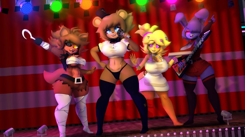 16:9 2020s 2023 3d 3d_(artwork) anthro avian bear big_breasts bird bonfie bonfie_(cryptia) bonnie_(cally3d) bonnie_(fnaf) breasts cally3d canid canine chica_(cally3d) chica_(fnaf) chicken chiku chiku_(cryptia) clazzey clothed clothing cryptiacurves digital_media_(artwork) fazclaire's_nightclub female fexa fexa_(cryptia) five_nights_at_freddy's fnaf fox foxy_(cally3d) foxy_(fnaf) freddy_(fnaf) fredina's_nightclub fredina_(cally3d) frenni_(cryptia) frenni_fazclaire galliform gallus_(genus) group guitar hi_res holding_object huge_breasts lagomorph leporid looking_at_viewer mammal microphone musical_instrument phasianid photolol.03 plucked_string_instrument rabbit scottgames simple_background smooth_skin string_instrument thick_thighs widescreen