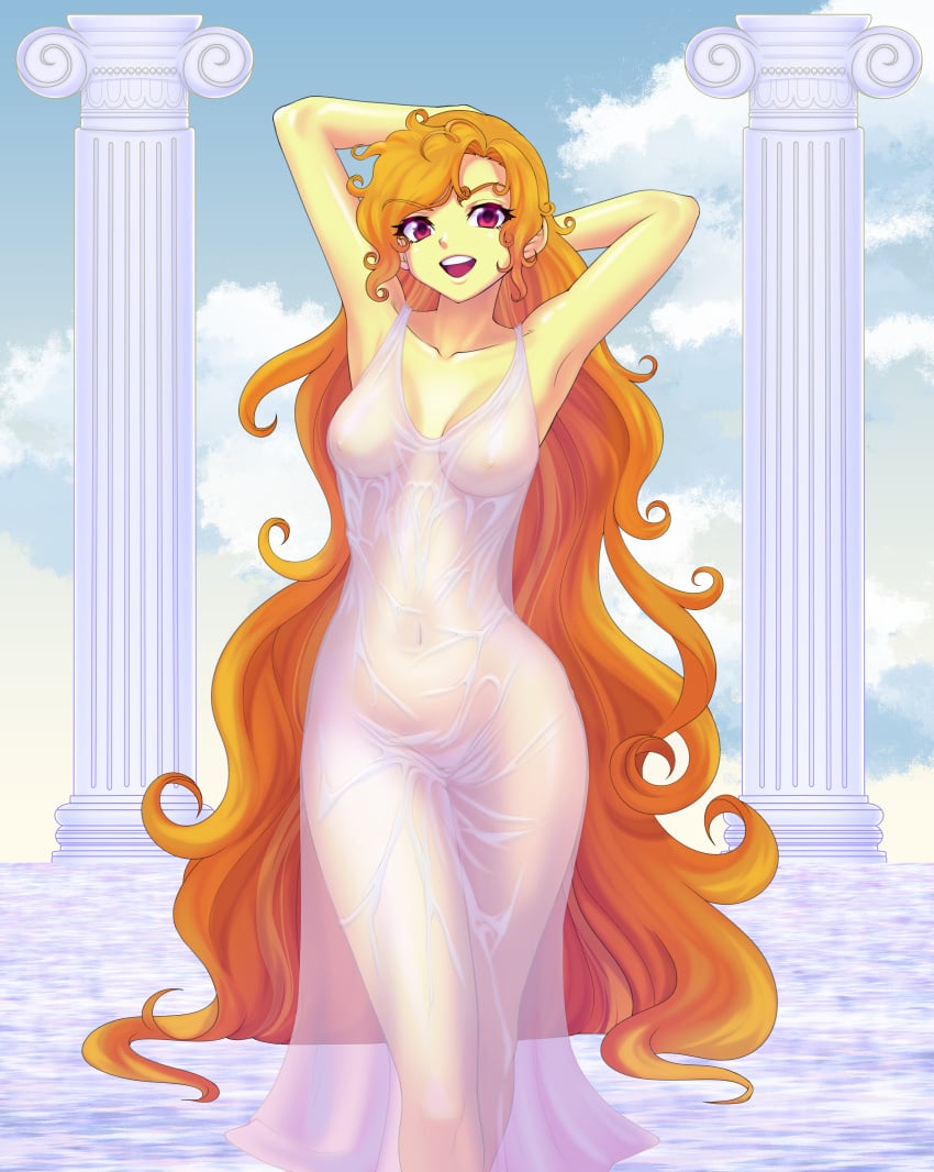 1girls absurdres adagio_dazzle areolae areolae_visible_through_clothing armpits arms_behind_head arms_up breasts column commission dress equestria_girls female female_only friendship_is_magic hasbro highres long_hair looking_at_viewer my_little_pony navel nipples nipples_visible_through_clothing open_smile pussy rileyav see-through see-through_clothing smiling smiling_at_viewer smooth_skin solo wet wet_clothes