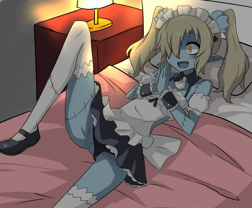 alternate_version_available disgaea disgaea_5 furanshisu maid maid_(disgaea) maid_uniform nippon_ichi_software panties panties_aside pussy thighhighs upskirt zombie zombie_girl