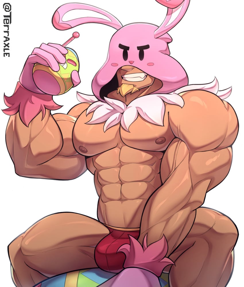 bara brawl_stars bulge bunny_grom gay grom_(brawl_stars) male_focus male_only muscles muscular_male terraxle