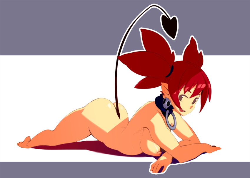 ass breasts collar collar_only completely_nude completely_nude_female demon demon_girl demon_tail disgaea etna jacqli nippon_ichi_software