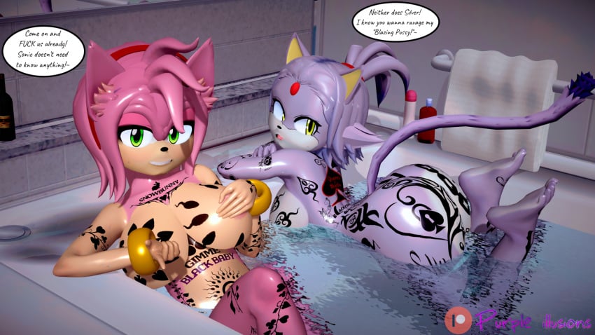 3d 3d_(artwork) amy_rose bath bathing bathroom bathtub blaze_the_cat boobs breasts butt cucked_by_human cuckold domestic_cat feet feet_up female female_only fur furry furry_only hair hedgehog illusion_soft koikatsu naked ntr nude nude_female patreon purple_illusions queen_of_spades shiny_skin sonic_(series) sonic_the_hedgehog_(series) tattoo tattoos text text_bubble water watermark