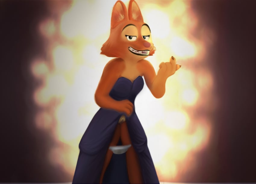 2023 anthro canid canine clothing diane_foxington dreamworks female fox genitals half-closed_eyes hi_res idel mammal narrowed_eyes panties pussy seductive solo the_bad_guys underwear