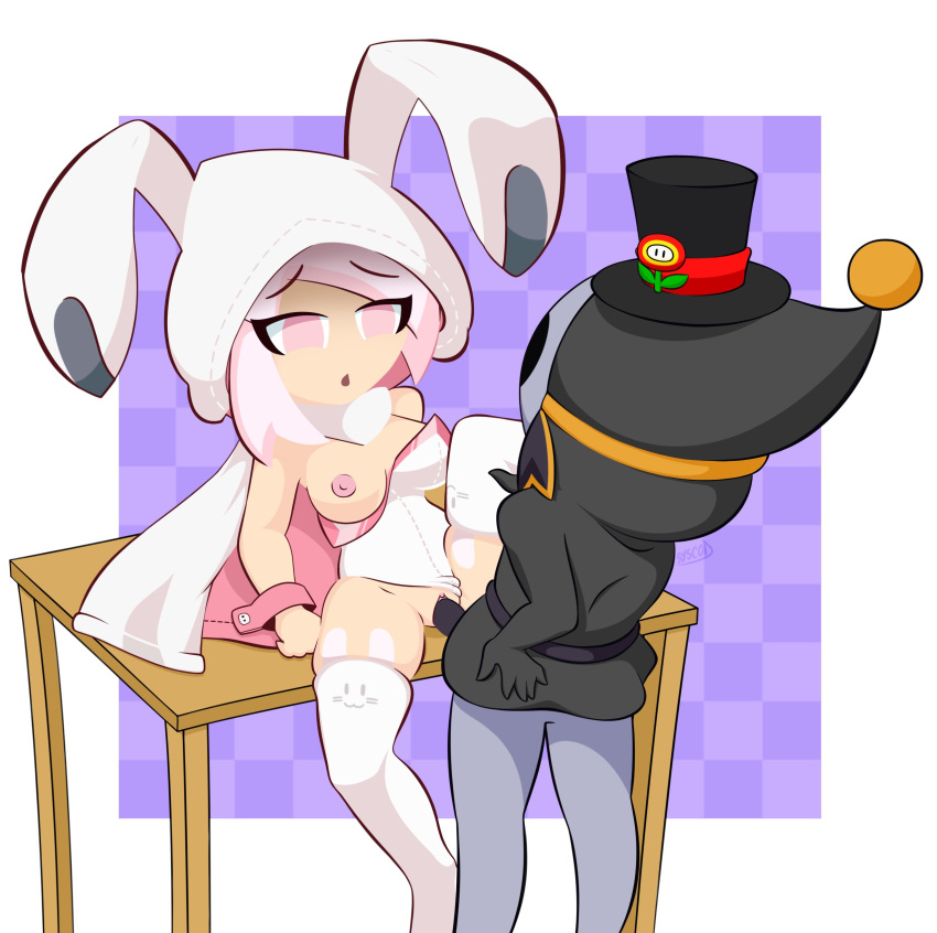 ami_(gwain_saga) anthro anti_groove bunny_suit gwain_saga mario_(series) pink_eyes pink_hair shy_guy syscod table_sex tagme vaginal_penetration