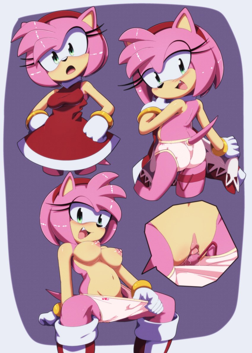 1girls amy_rose anthro big_breasts breasts clitoris clothing dress erect_nipples euf-dreamer eulipotyphlan eyelashes fangs female female_only green_eyes hedgehog hi_res jewelry looking_at_viewer mammal naked nipples nude nude_female panties pussy sega sex_toy smile smiling solo sonic_(series) sonic_the_hedgehog_(series) spread_legs stretching_panties underwear upskirt vibrator