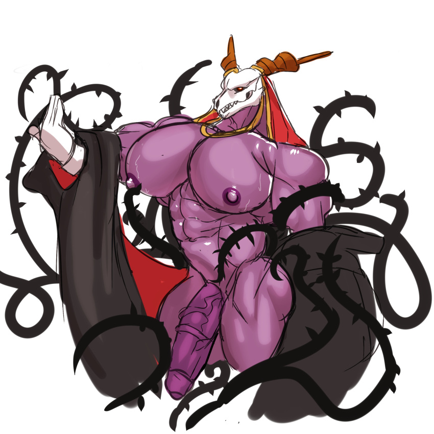 abs absurd_res anthro ass balls barazoku biceps big_butt big_muscles bone clothing demon demondragoncyan digital_media_(artwork) elias_ainsworth erection genitals hi_res horn humanoid inviting jewelry looking_at_viewer male male_only monster moobs muscular muscular_anthro muscular_male muscular_thighs nipples nude pecs penis plant pose red_eyes serratus simple_background skull skull_head smile smiling_at_viewer smirk solo the_ancient_magus_bride triceps undressing vine_bondage vines