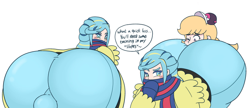 1boy 1girls 2020s 2022 ass ass_focus ass_on_face balls big_ass big_balls big_butt blue_eyes blush blushing bubble_ass bubble_butt bulge butt_focus drawful-s face_in_ass female femboy grusha_(pokemon) high_resolution huge_ass huge_butt looking_at_viewer looking_back male male/female pokemon pokemon_sv