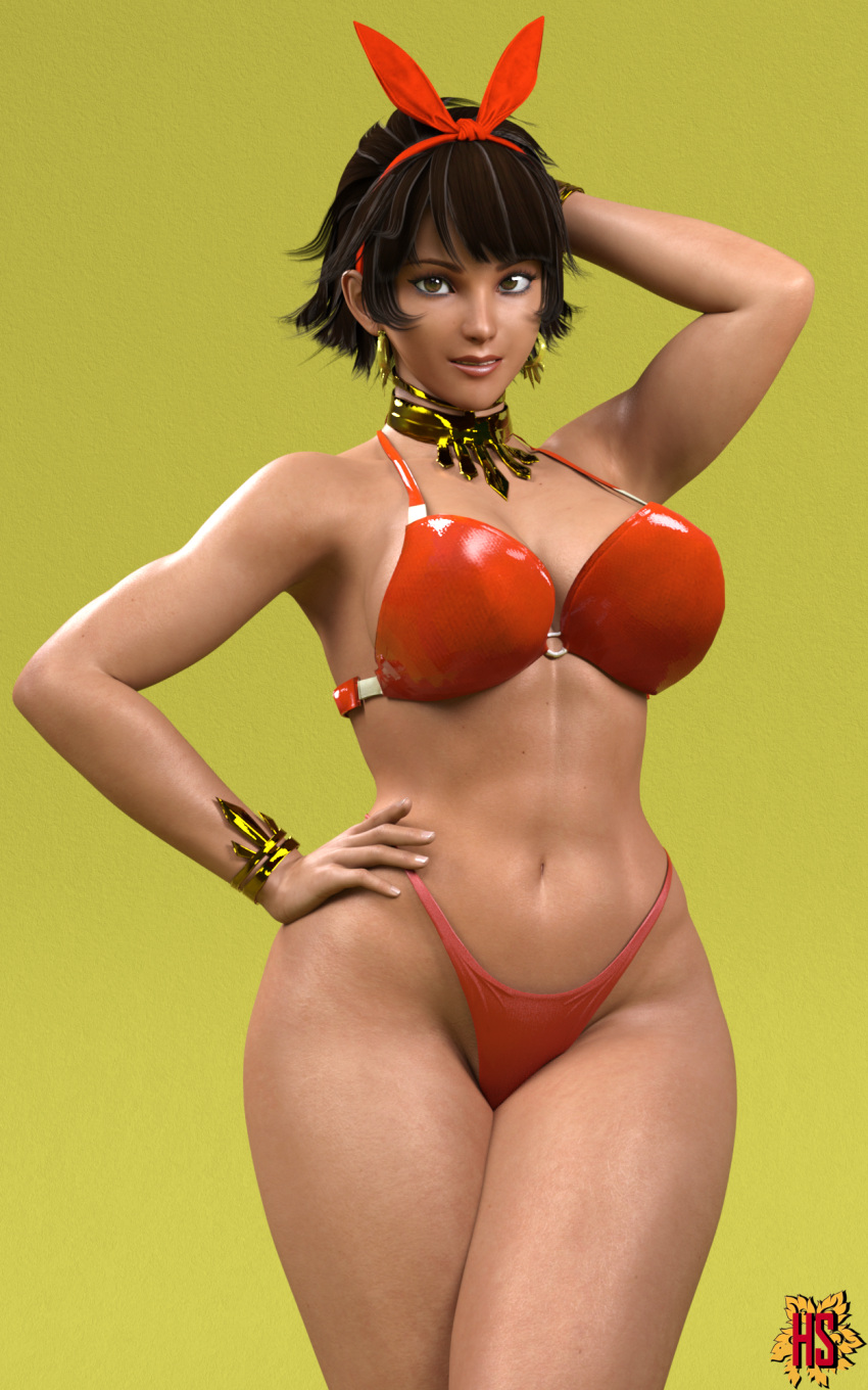 bikini breasts breasts hagiwara_studio josie_rizal pose posing tekken thick_thighs thighs