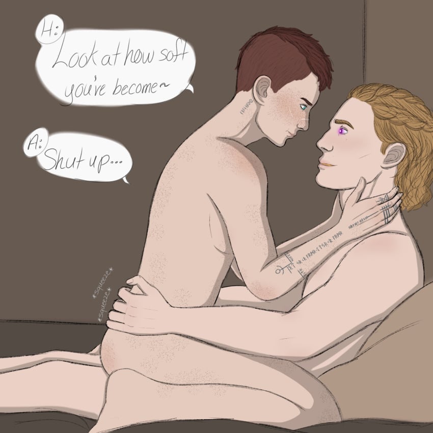 atreus bad_anatomy chat_box gay god_of_war god_of_war_ragnarok heimdall_(god_of_war) lemonpprstepper loki_(god_of_war) nsfw yaoi