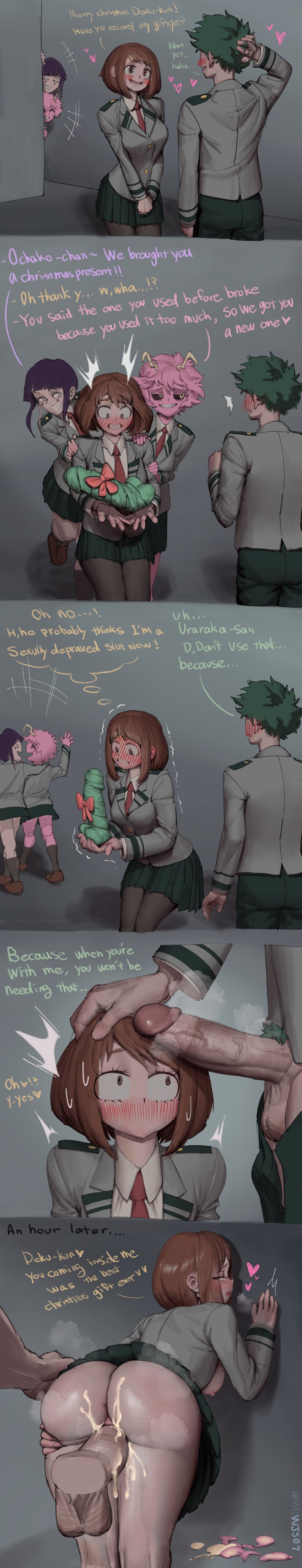 1boy1girl 3girls ashido_mina ass balls before_and_after bent_over big_ass big_butt big_penis black_sclera blush blush_lines boku_no_hero_academia brown_eyes brown_hair butt christmas comic comic_panel cum cum_in_pussy cum_inside deku dildo english_text female female_focus fully_clothed gift green_hair green_pubic_hair hand_on_head hearts_around_text huge_cock huge_penis imminent_sex izuku_midoriya izuocha jirou_kyouka kinda_wholesome kyoka_jiro large_penis light-skinned_female light-skinned_male light_skin long_penis looking_at_partner looking_at_penis looking_back male male/female male_pov maledom maledom_caption medium_hair messy_hair midoriya_izuku mina_ashido my_hero_academia no_panties ochako_uraraka pants_down penis penis_awe pink_body pink_hair pink_skin pov pov_male pubic_hair purple_hair realistic school_uniform sex sex_toy skirt testicles u.a._school_uniform uraraka_ochako used_condom veiny_penis wjs07 yellow_eyes