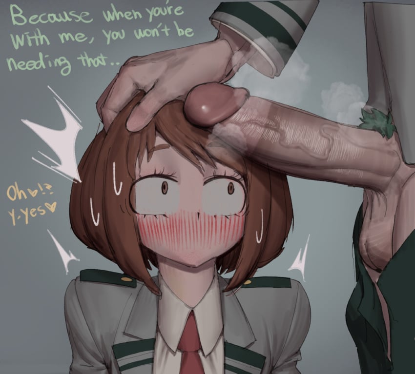 1boy 1boy1girl 1girls balls big_penis blush blush_lines boku_no_hero_academia brown_eyes brown_hair christmas circumcised circumcision_scar comic comic_page deku english_text female green_pubic_hair hand_on_head huge_cock huge_penis imminent_fellatio imminent_oral izuku_midoriya izuocha large_penis light-skinned_female light-skinned_male light_skin long_penis male male/female midoriya_izuku my_hero_academia no_panties no_underwear ochako_uraraka pants_down penis pubic_hair realistic smothering testicles u.a._school_uniform uraraka_ochako veiny_penis wjs07