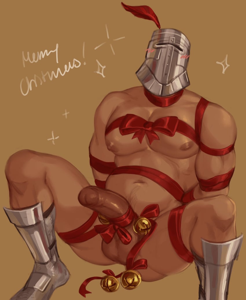 1boy armor big_pecs big_penis blush bondage christmas dark_souls erect_penis erection fromsoftware helmet imlooking knight male male_only muscular muscular_male pecs penis restrained ribbon ribbon_bondage ribbon_on_penis solaire_of_astora solo solo_male spread_legs uncensored