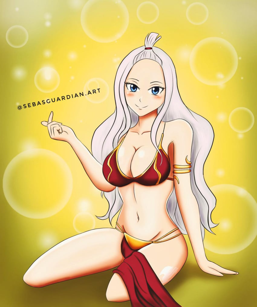 1girls beckon beckoning blush come_here come_hither come_hither_gesture fairy_tail femsub happy_sub kodansha loincloth mirajane_strauss pelvic_curtain sebasguardian.art slave_bikini slave_leia_(cosplay) solo_female star_wars