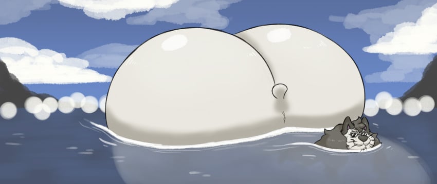 1boy alfred_(waldemar) ass_focus ass_up bear bhm big_ass big_butt fat fatfur gay gray_hair huge_ass huge_butt male_only ocean overweight overweight_male presenting_hindquarters solo_male ssbhm sunglasses superchub swimming tail waldemar