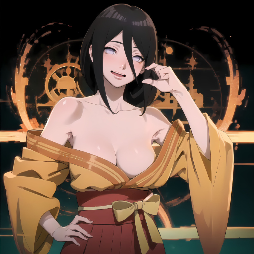 1girls ai_generated alyxra blush boruto:_naruto_next_generations breasts breasts_out brown_hair female female_only hyuuga_hanabi jordan53 kimono naruto naruto_(series) nipples open_clothes solo solo_focus stable_diffusion violet_eyes