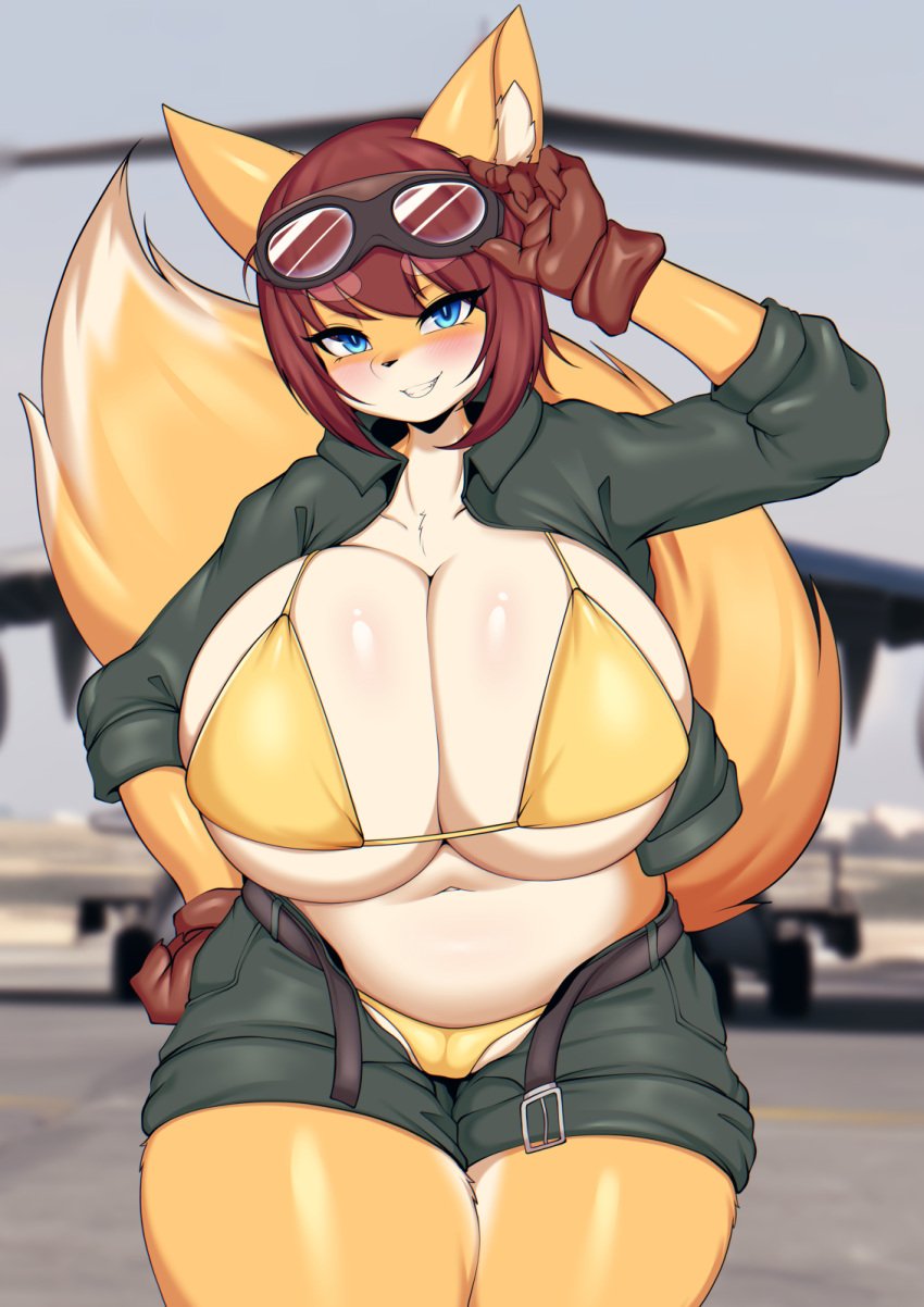 big_breasts bikini breasts female furry hana_(tailzkim) huge_breasts tailzkim thick_thighs wide_hips