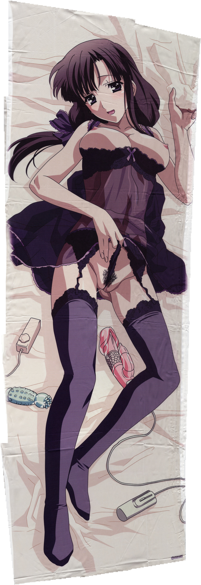 dakimakura dildo fixme garter_belt lingerie negligee nipples oppai pubic_hair saionji_youko school_days thighhighs