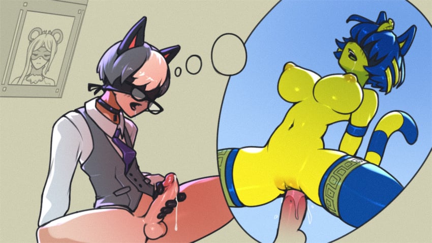 animal_crossing ankha cosplay erect_penis erection femboy glasses humanized imagining masturbating masturbation nier:_automata penis pussy raymond_(animal_crossing) sex suit tagme tailbox testicles vaginal_penetration yellow_body yorha_2b_(cosplay) yorha_9s_(cosplay)