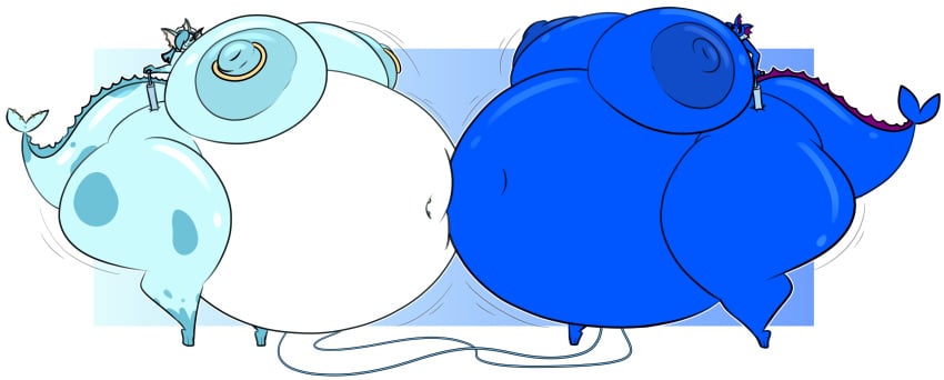 2girls air_inflation air_pump anthro belly belly_expansion belly_inflation big_ass big_belly big_breasts blueberry_inflation breasts bubble_butt eeveelution female female_only furry furry_only hose huge_ass huge_belly hyper_belly inflation massive_belly no_humans pokémon_(species) pokemon pokemon_(species) puffster3 ready_to_pop vaporeon