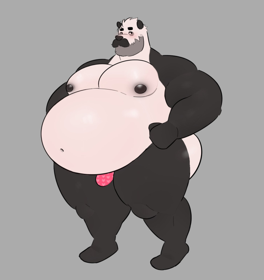 1boy bhm big_belly big_butt big_chest big_pecs big_pectorals bulge chest chubby chubby_anthro chubby_male dilf facial_hair gay huge_belly huge_pecs large_pectorals male_only manboobs massive_pecs milkblend moobs moustache panda pecs pectorals pom_(milkblend) superchub