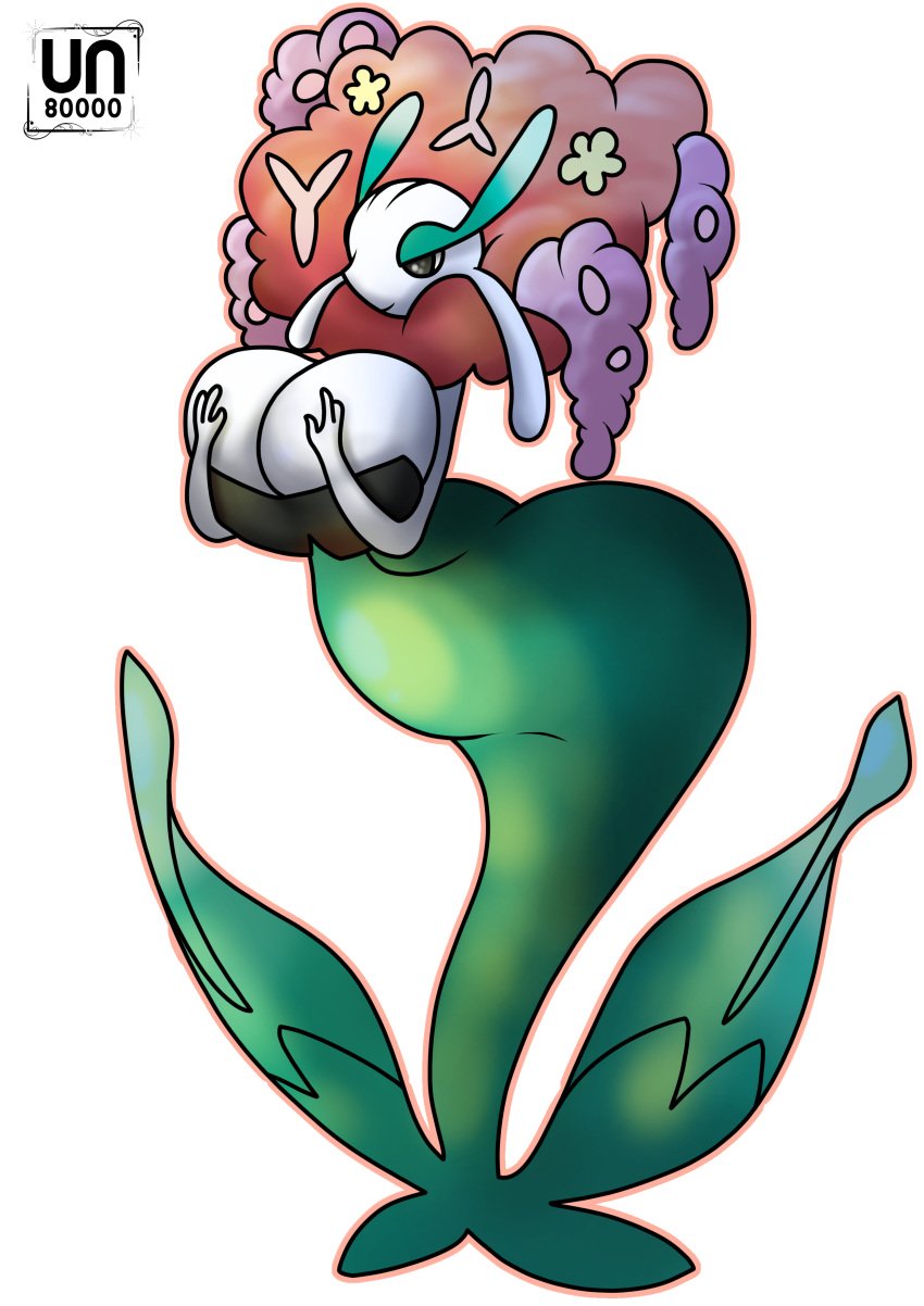 big_ass big_breasts big_breasts big_butt breast_hold breast_holding florges flower flower_girl flower_humanoid flower_in_hair hourglass hourglass_figure hypnotic_eyes plant plant_girl plant_humanoid pokemon pokemon_(species) sensual tempting unknown80000